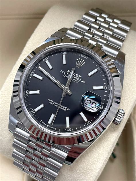 silver rolex black dial|rolex date just black.